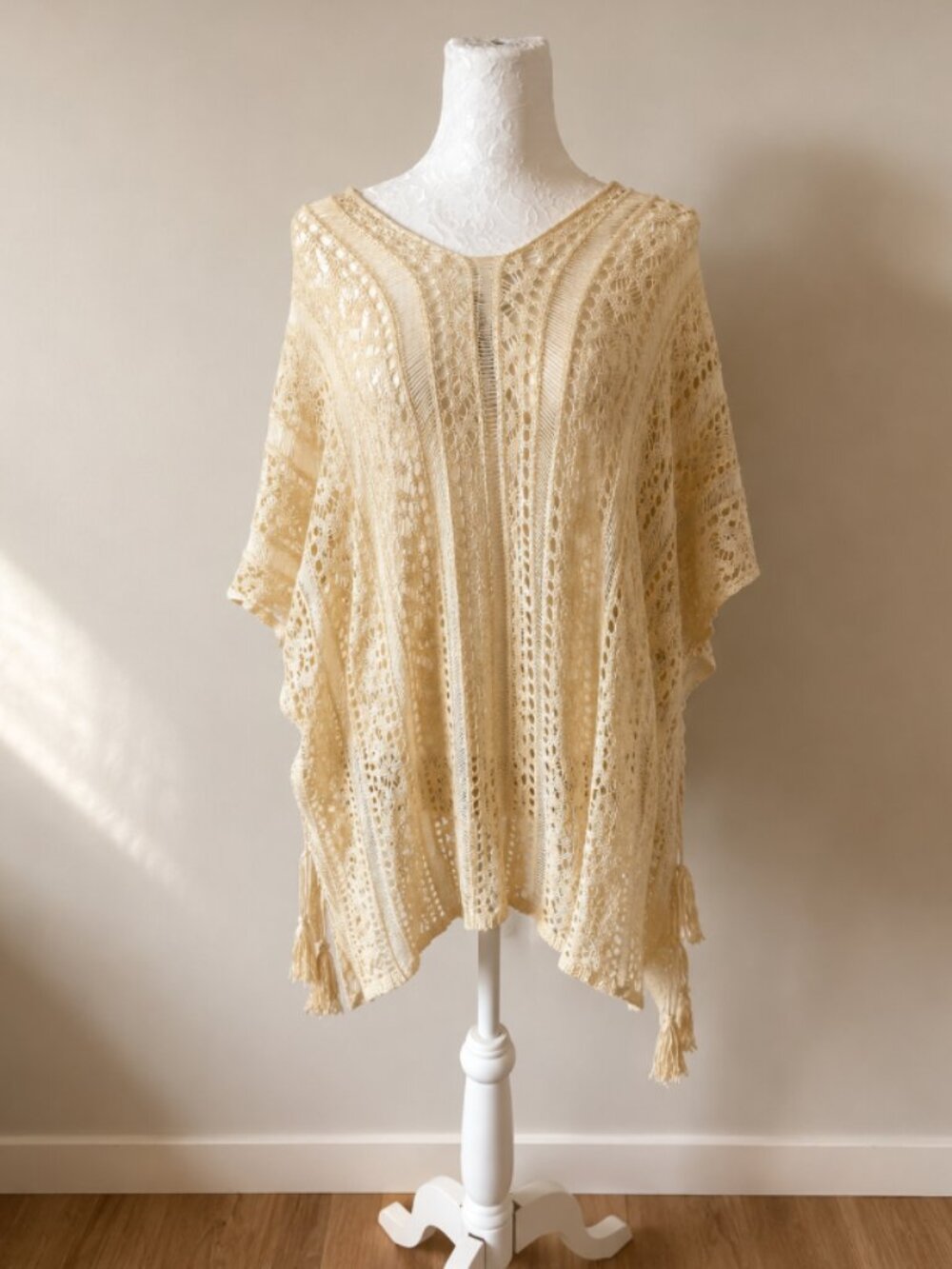 Cream crochet poncho / beach cover-up 🤍🌾